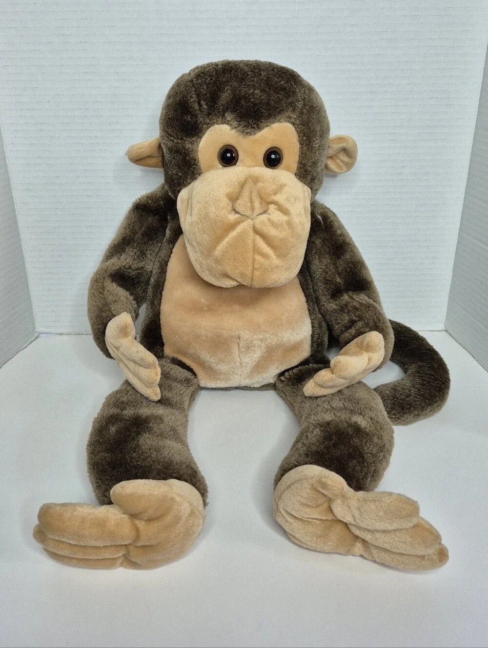 Monkey Stuffed Animal Puppet with Zipper Pouch
